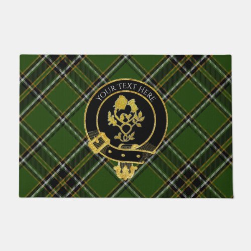 Scottish Clan Crest Rose Thistle Tartan Doormat
