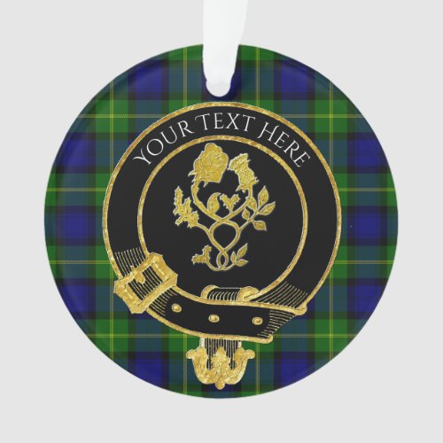 Scottish Clan Crest Rose Thistle Tartan Ornament 