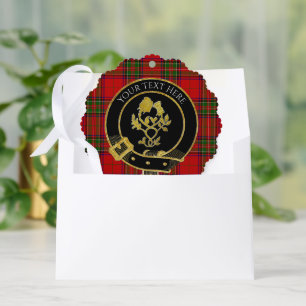 Scottish Clan Crest Rose Thistle Tartan Ornament Card