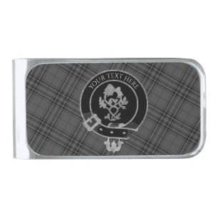 Scottish Clan Crest Rose Thistle Tartan Silver Finish Money Clip