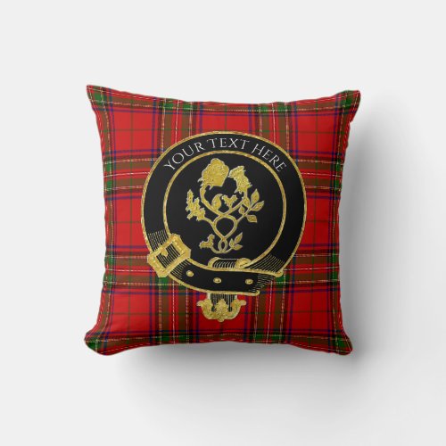 Scottish Clan Crest Rose Thistle Tartan Throw Pillow