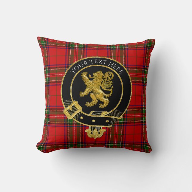 Scottish Clan Crest Tartan Lion Throw Pillow (Front)