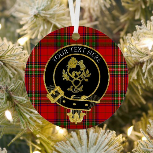 Scottish Clan Crest Tartan Your text Metal Ornament