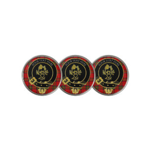 Scottish Clan Crest Thistle Rose Tartan Your text Golf Ball Marker