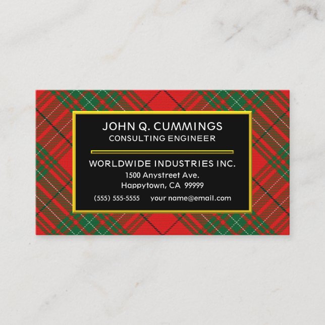 Scottish Clan Cumming Red Tartan Plaid Business Card (Front)