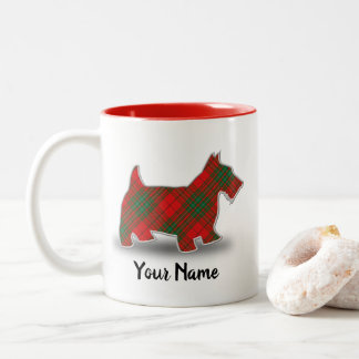 Scottish Clan Cumming Red Tartan Scottish Terrier Two-Tone Coffee Mug