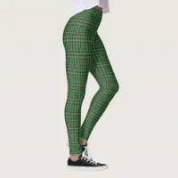 Dark Green Black Brown Scottish Tartan Plaid Leggings