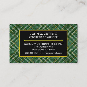 Scottish Clan Currie Tartan Plaid Business Card