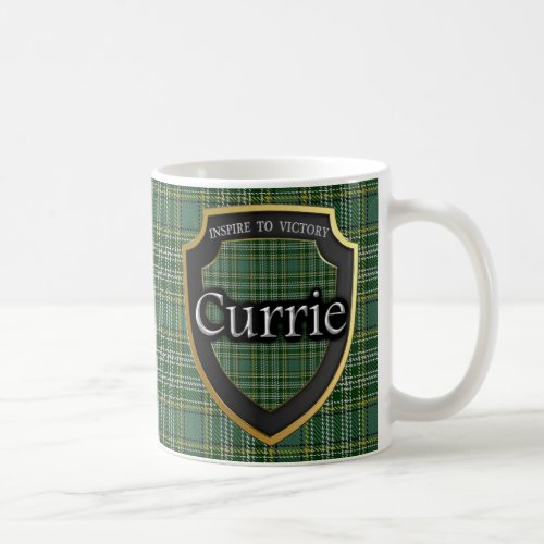 Scottish Clan Currie Tartan Shield Coffee Mug