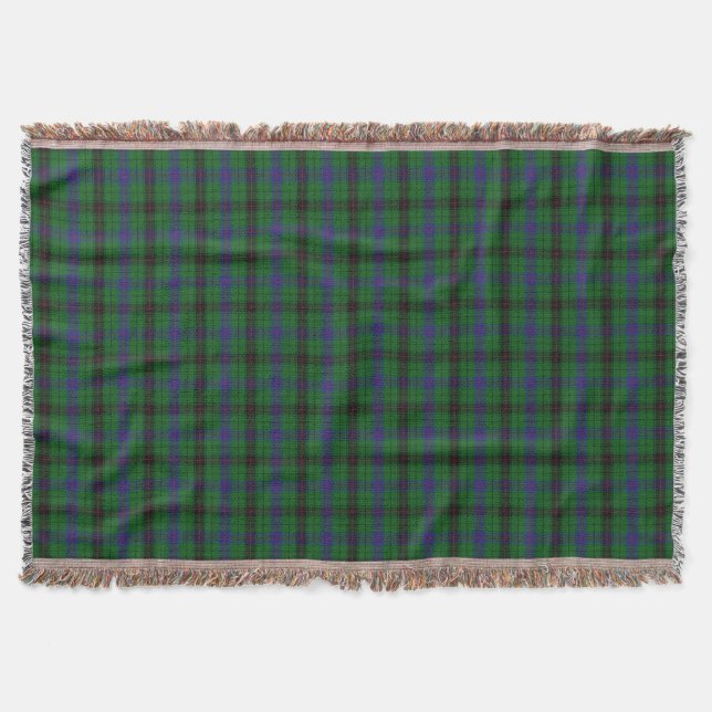 Scottish Clan Davidson Tartan Throw Blanket (Front)