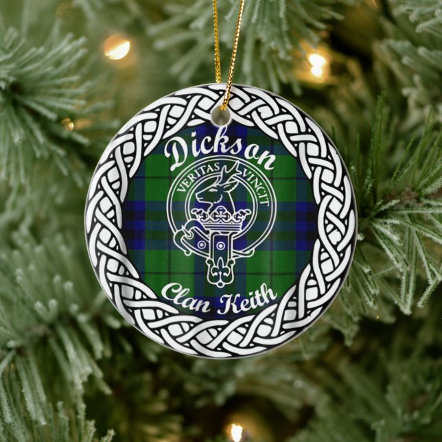 Scottish Clan Dickson Tartan and Crest Ceramic Ornament (Tree)