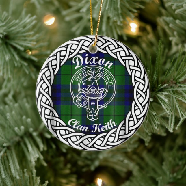 Scottish Clan Dixon Tartan and Crest Ceramic Ornament (Tree)