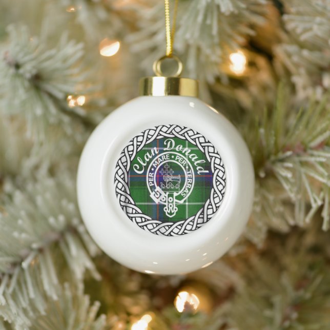 Scottish Clan Donald Tartan and Crest Ceramic Ball Christmas Ornament (Tree)