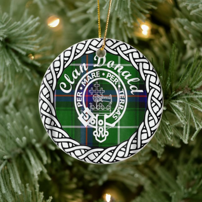 Scottish Clan Donald Tartan and Crest Ceramic Ornament (Tree)