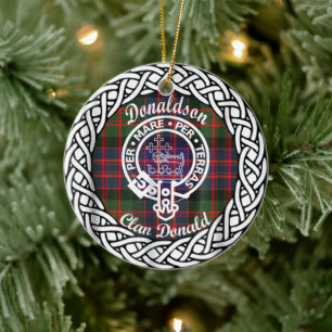 Scottish Clan Donaldson Donald Tartan and Crest Ceramic Ornament