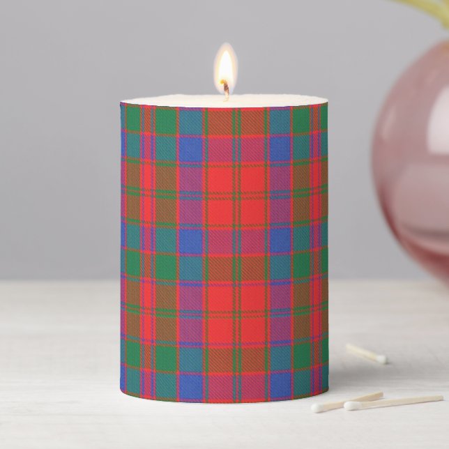 Scottish Clan Donnachaidh Tartan Design Pillar Candle (In Situ)