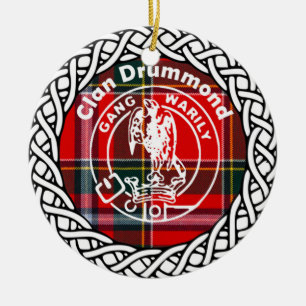 Scottish Clan Drummond Tartan and Crest Ceramic Ornament