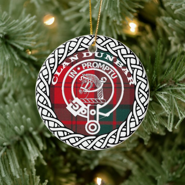 Scottish Clan Dunbar Tartan and Crest Ceramic Ornament (Tree)