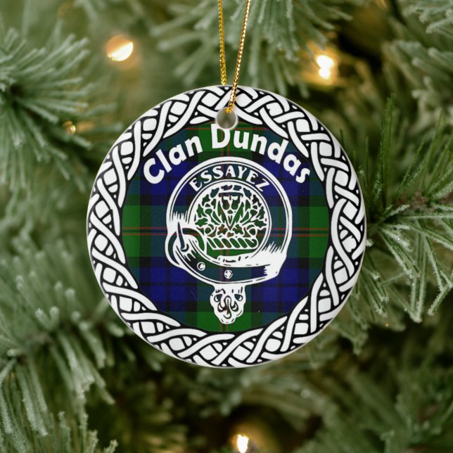 Scottish Clan Dundas Tartan and Crest Ceramic Ornament (Tree)
