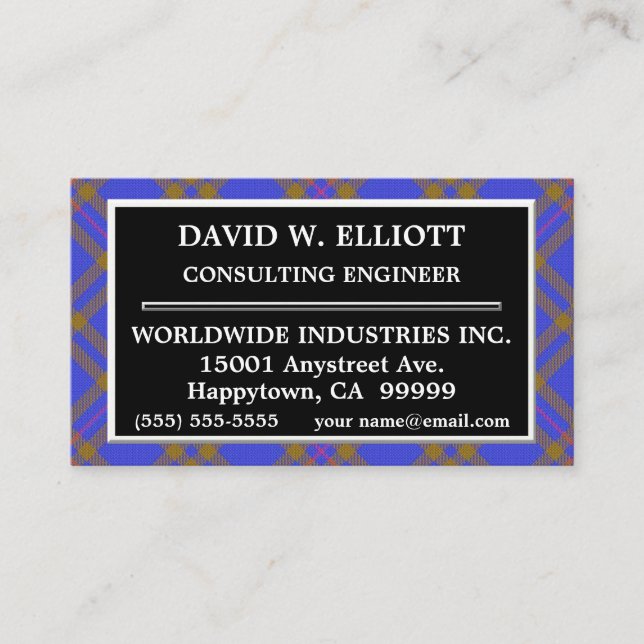 Scottish Clan Elliot Elliott Tartan Plaid Business Card (Front)