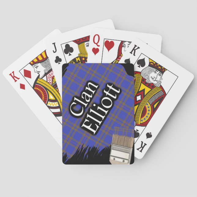 Scottish Clan Elliott Tartan Paint Brush Poker Cards (Back)