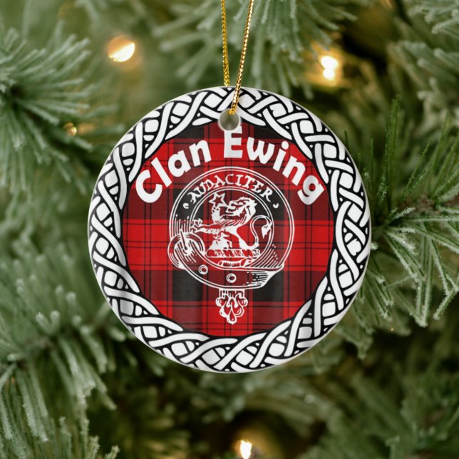 Scottish Clan Ewing Tartan and Crest Ceramic Ornament (Tree)