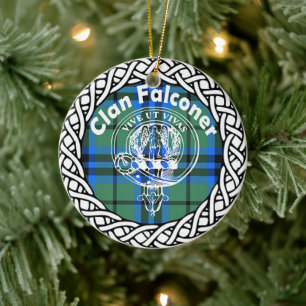 Scottish Clan Falconer Tartan and Crest Ceramic Ornament