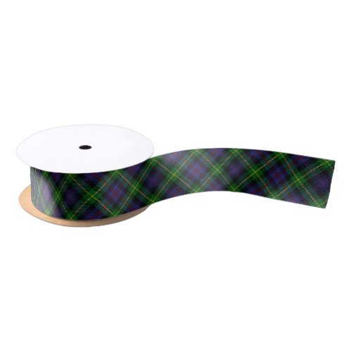 Scottish Clan Farquharson Blue and Green Tartan Satin Ribbon