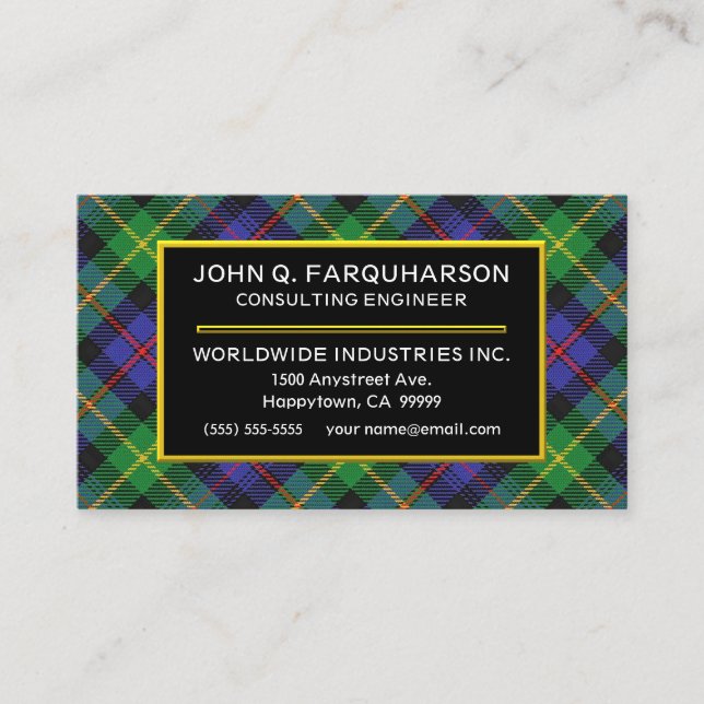 Scottish Clan Farquharson Tartan Plaid Business Card (Front)