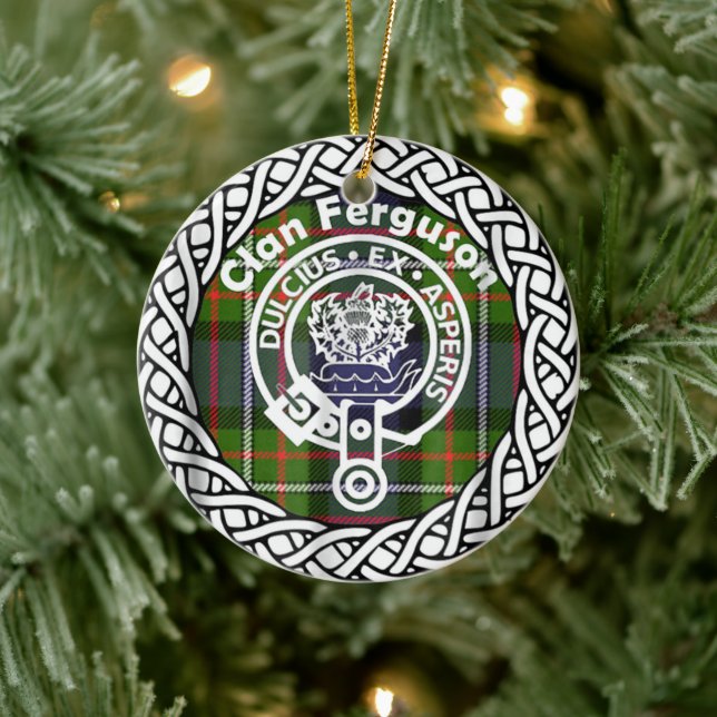Scottish Clan Ferguson Tartan and Crest Ceramic Ornament (Tree)