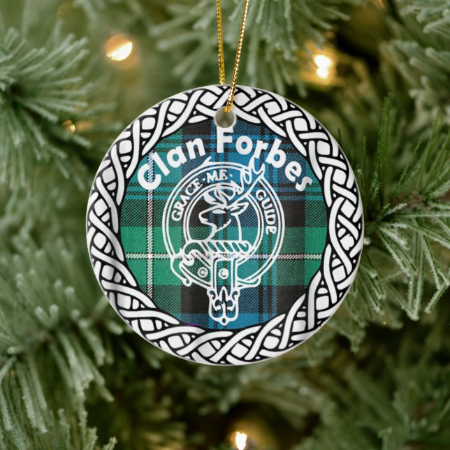Scottish Clan Forbes Tartan and Crest Ceramic Ornament (Tree)
