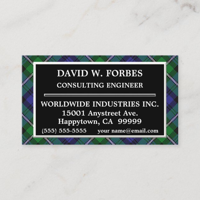 Scottish Clan Forbes Tartan Plaid Business Card (Front)