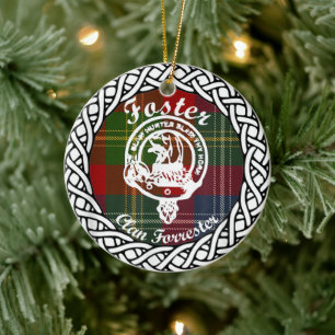 Scottish Clan Foster Tartan and Crest Ceramic Ornament