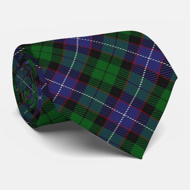 Scottish Clan Galbraith Letter G Monogram Tartan Neck Tie (Rolled)