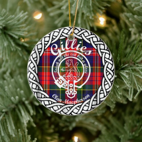 Scottish Clan Gillies Tartan and Crest Ceramic Ornament
