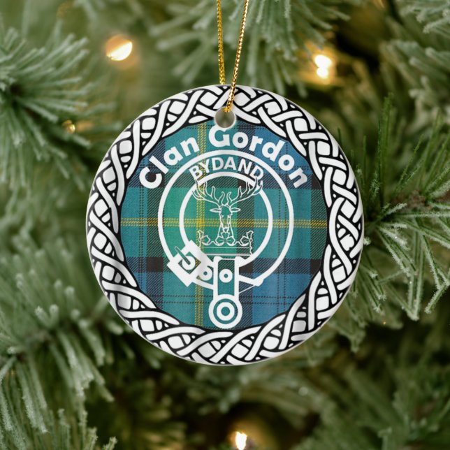 Scottish Clan Gordon Tartan and Crest Ceramic Ornament (Tree)