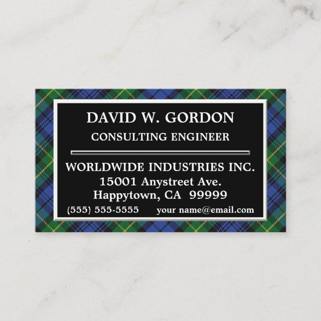 Scottish Clan Gordon Tartan Plaid Business Card (Front)