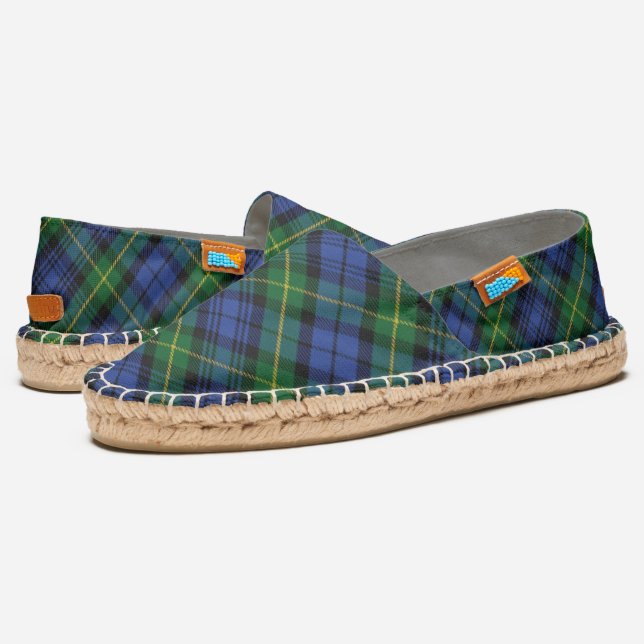 Scottish Clan Gordon Tartan Plaid Espadrilles (Angled)