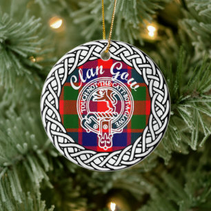 Scottish Clan Gow Tartan and Crest Ceramic Ornament