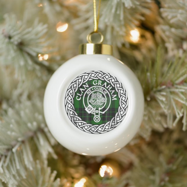 Scottish Clan Graham Tartan and Crest Ceramic Ball Christmas Ornament (Tree)
