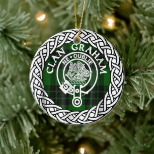Scottish Clan Graham Tartan and Crest Ceramic Ornament