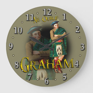 Scottish Clan Graham Tartan Large Clock