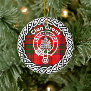 Scottish Clan Grant Tartan and Crest Ceramic Ornament