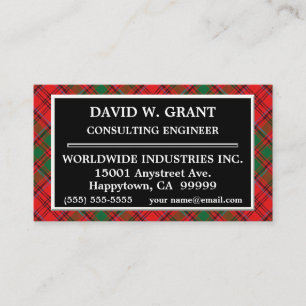 Scottish Clan Grant Tartan Plaid Business Card
