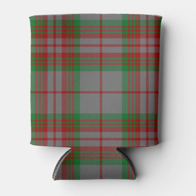 Scottish Clan Gray Tartan Plaid Can Cooler (Front)