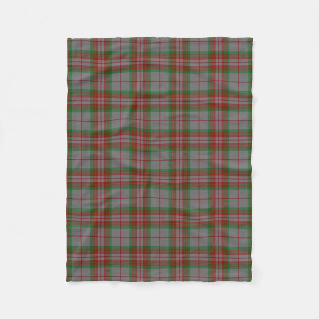 Scottish Clan Gray Tartan Plaid Fleece Blanket (Front)