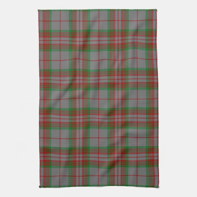 Scottish Clan Gray Tartan Plaid Kitchen Towel (Vertical)