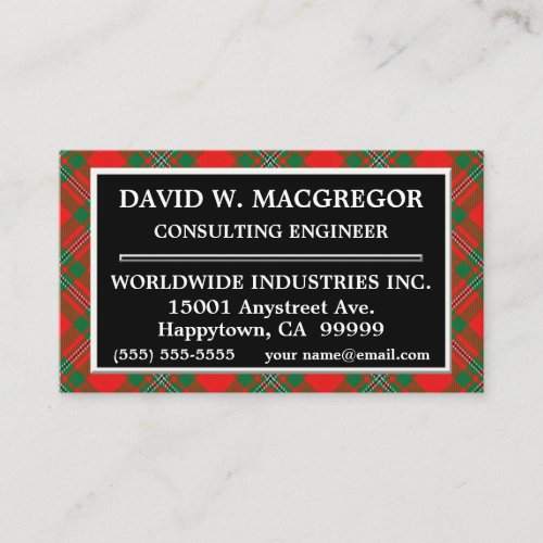 Scottish Clan Gregor MacGregor Tartan Plaid Business Card
