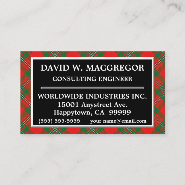 Scottish Clan Gregor MacGregor Tartan Plaid Business Card (Front)