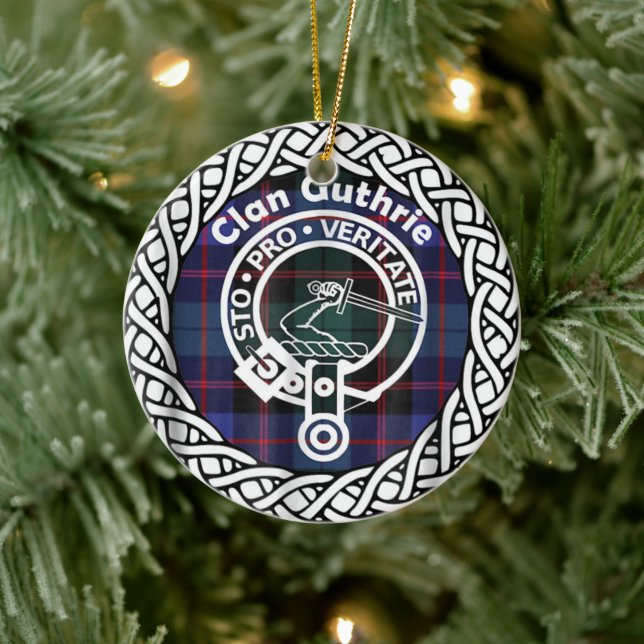 Scottish Clan Guthrie Tartan and Crest Ceramic Ornament (Tree)